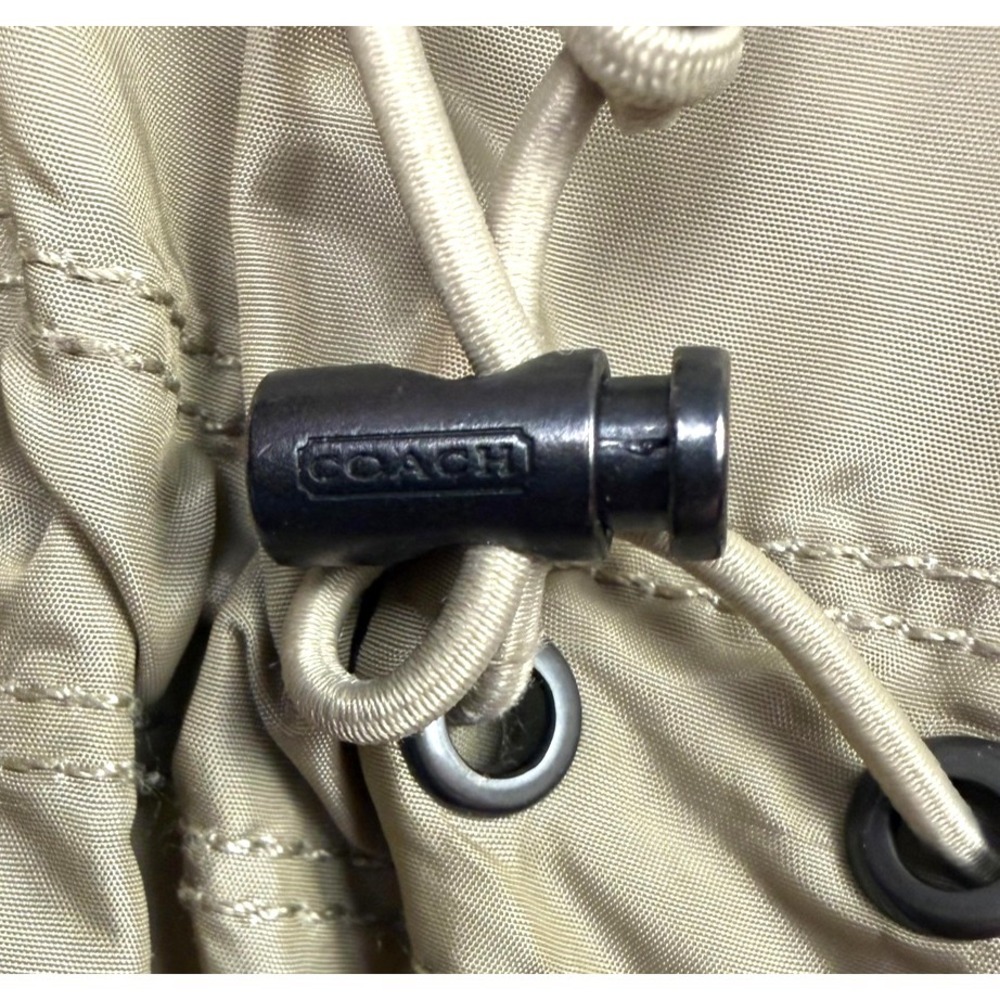 Coach Rain Coat Womens Large Beige Mid Length Zip Jacket Drawstring Pockets - Picture 7 of 10